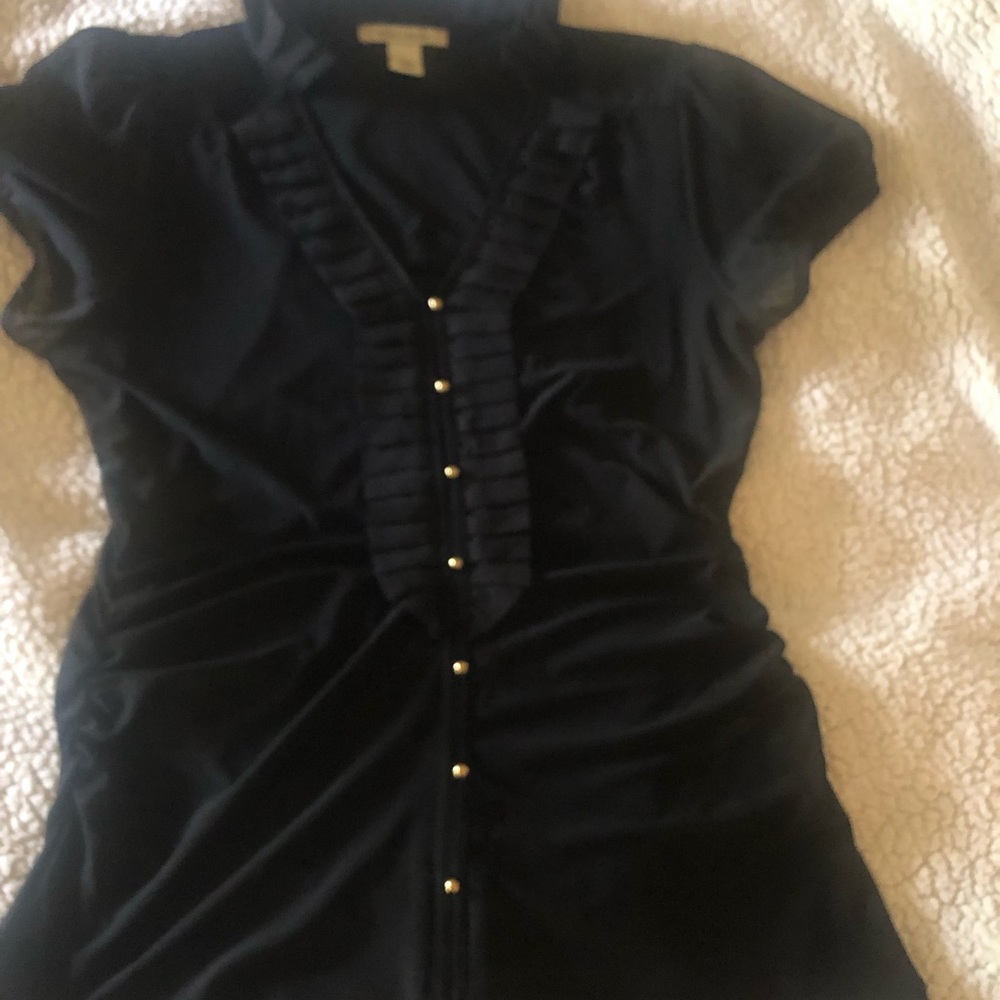 White House Black Market Ruched Tuxedo Shirt